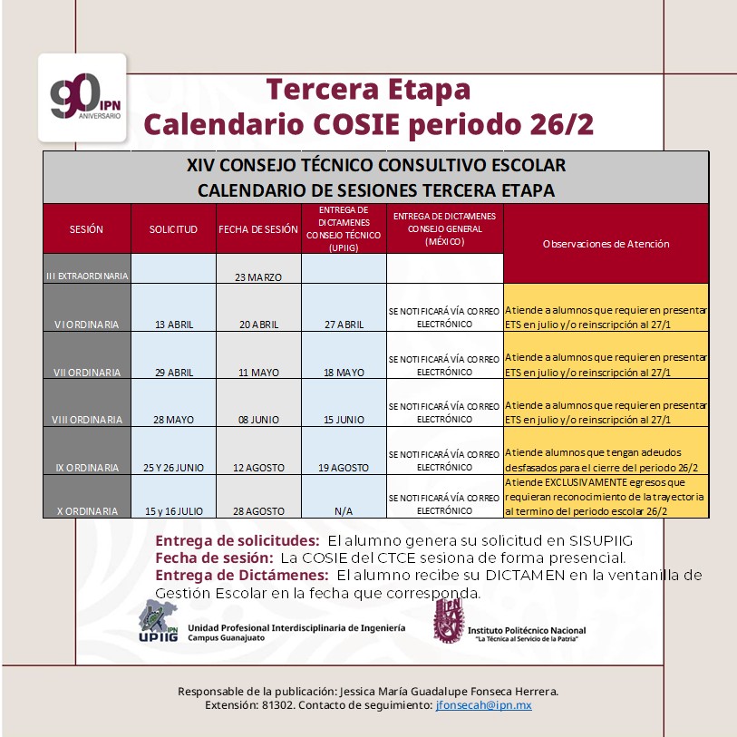 Calendario COSIE